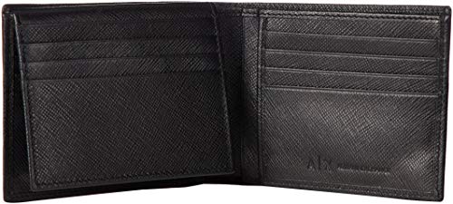 Armani Exchange Leather Trifold Credit Card Wallet, Triple con Tarjeta Hombre, Black, One Size