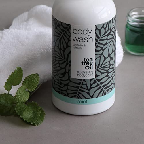 Australian Bodycare Body Wash 500ml | Con aceite de Árbol de Té y Menta | Gel de ducha para pieles secas y Manchadas |Para el cuidado diario de Granos, Picazón, Olor Corporal, Sudor