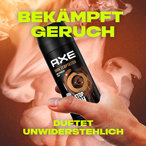 Axe Dark Temptation Spray corporal, desodorante sin aluminio combate las bacterias y los olores desagradables, 150 ml, 3 unidades