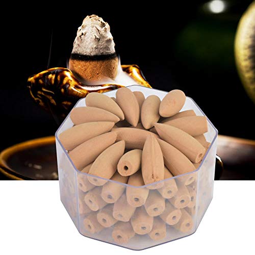 Backflow Incense Cones 70pcs Backflow Incense Rose Lily Osmanthus Sandalwood Agarwood Ambrosia Wormwood Odor Backflow Conos para Backflow Incense Holder Holder(Sandalwood)