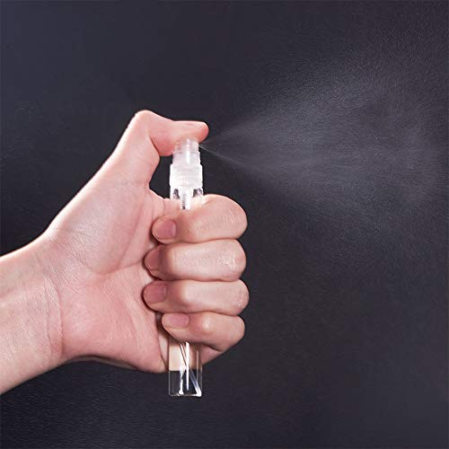 BENECREAT 25 Pack 10ml Botella Cristal de Spray Transparente Vacía de Aerosol de Niebla Botella Rellenable Conveniente para Aceites Esenciales, Productos de Belleza Orgánicos