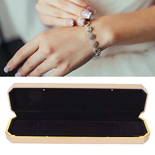 Caja de Almacenamiento de Joyas, Caja de Regalo de Pulsera Iluminada de Lujo, Luz Iluminadora Elegante para Propuestas de Matrimonio(oro)