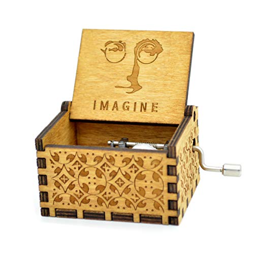 Caja de música Imagina por John Winston Lennon-18 Mecanismo Notas Antique Carved Music Box niños Amigos Jugar Imagine Music