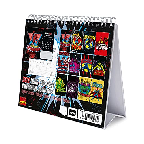 Calendario escritorio Deluxe 2022 Marvel Comics - Calendario 2022 sobremesa - Calendario 2022 Marvel │ Calendario superhéroes - Calendario mesa 2022 - Calendario anual - Producto con licencia oficial