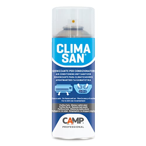CAMP CLIMASAN Spray Higienizante para Sistemas de Aire Acondicionado, para el hogar y el automóvil, purifica el aire y neutraliza los malos olores, 400 ml