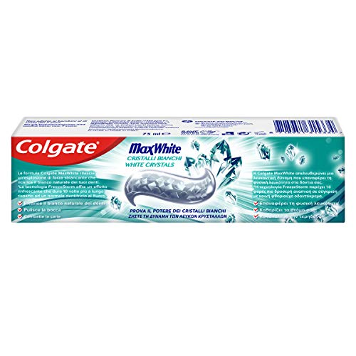 Colgate - Dentífrico Max White cristales blancos, 75 ml