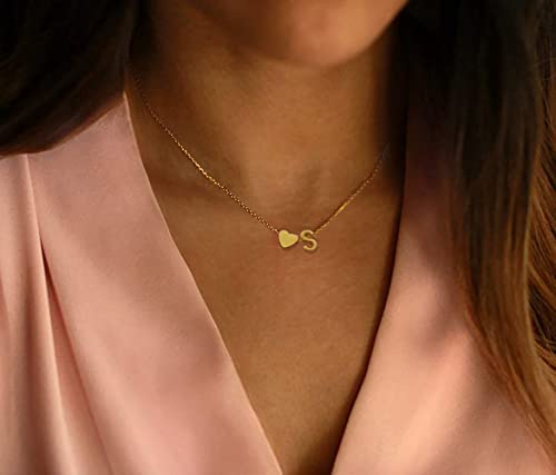 Collar de mujer, Nombre personalizado, Collar con Nombre Inicial Chapado en Oro joyería de Mejor Amiga Regalo de Mujer Regalo personalizado para ella (F, Gold)