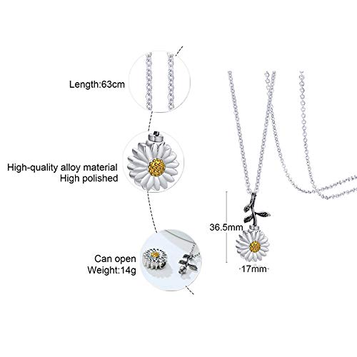 Collares Colgante Joyas Lindo Colgante De Margarita para Mujer Urna De Cremación Conmemorativa Ashesvial Difusor De Perfume Collar De Crisantemo Regalo Significativo