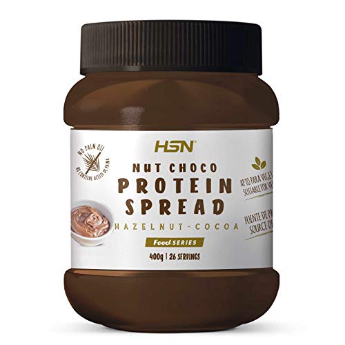 Crema Hiperproteica de Cacao y Avellanas de HSN | NutChoco con Whey Protein | Ideal para Untar en Tortitas ¡Deliciosa! | Baja en azúcar, Sin Aceite de Palma, Sin Gluten | Apto Vegetarianos | 400 gr