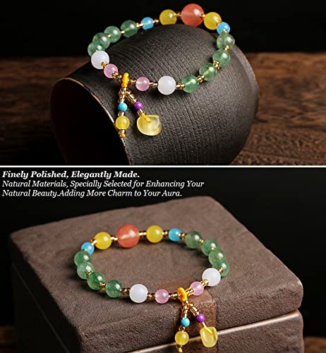 Deykhang Pulsera de Cuarzo Verde Natural Nugget Ámbar Colgante Multi-gem Chakra curativo Pulsera de Cristal Feng Shui Aura Pulsera Amuleto Talismán para Prosperidad Joy Amor