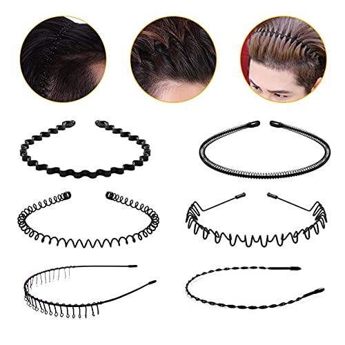 Diadema hombre negra deportiva cinta pelo hombre 14 Uds diadema de metal, bandas para el cabello de plástico unisex