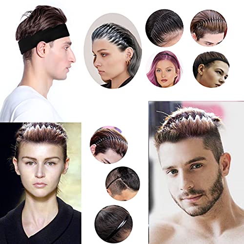 Diadema hombre negra deportiva cinta pelo hombre 14 Uds diadema de metal, bandas para el cabello de plástico unisex