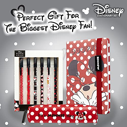 Disney Set De Papeleria de Minnie Mouse con Boligrafos Bonitos, Estuche Escolar y Libretas Bonitas, Regalos para Profesoras