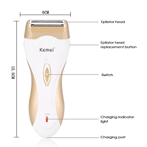 Eliminador de pelo, Lady Shaver Mujeres recargables afeitadora eléctrica Epilator Eliminador de pelo Depilación eléctrica