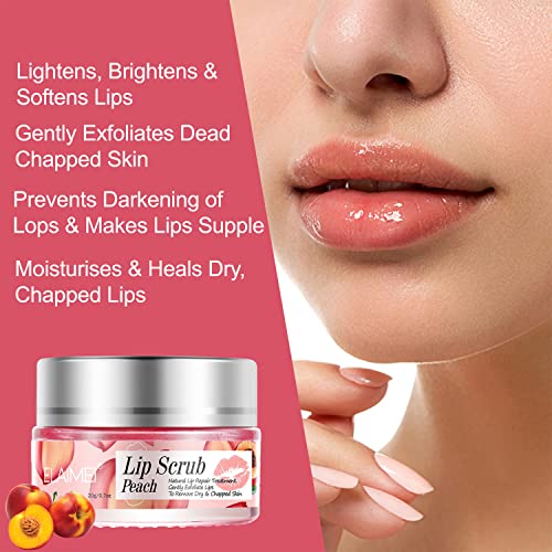 Exfoliante para Labio, Exfoliantes e Hidratantes para Labios Exfoliante labial para Eliminar Piel Muerta, Desvanece Líneas de Labios, Llumina Color de Los Labios (Durazno)