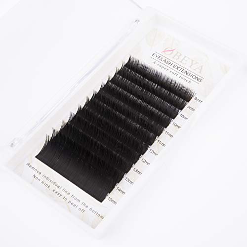 Extensión de Pestañas Postizas Individuales Natural Pestañas Falsas de Seda C Curl Espesor 0,20 mm Longitud Mezclada 8-15 mm para Salón Profesional Maquillaje por Obeya