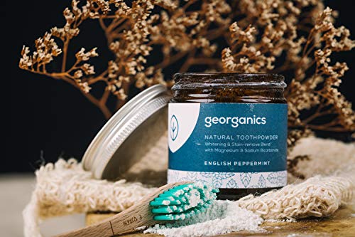 Georganics - Pasta de Dientes Blanqueadora Orgánica Rica en Minerales - Fórmula No Espumosa con Aceite de Coco Virgen Orgánico - Vegana y Cruelty Free, sin Flúor et SLS - Menta Inglesa - 120ml