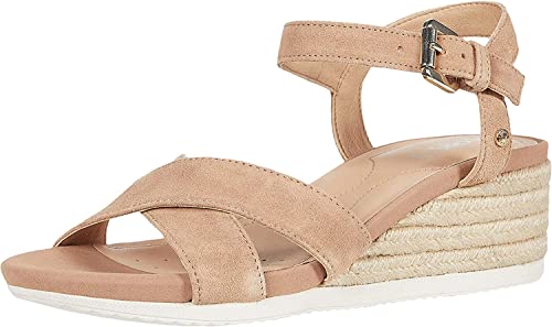 Geox D ISCHIA CORDA C Sandalias Con Punta Abierta Mujer, Beige (Dk Skin C8191), 39 EU