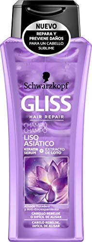 Gliss Liso Asiático Champú de Schwarzkopf- para Cabello Difícil de Alisar - 12 uds de 250ml (Total 3000ml)