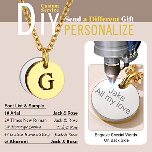 GoldChic Jewellery Personalizables Collares de Letra Redonda Colgante Fino de Acero Oro