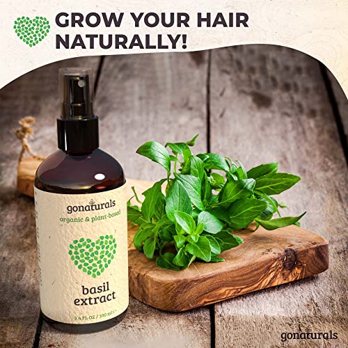 GoNaturals Tratamiento Capilar con Extracto de Albahaca - Spray Pelo Orgánico y Natural, Tratamiento Hidratante Cabello - Hidratacion Profunda Cabello Seco y Dañado - Alternativa a la Ronquina, 100ml