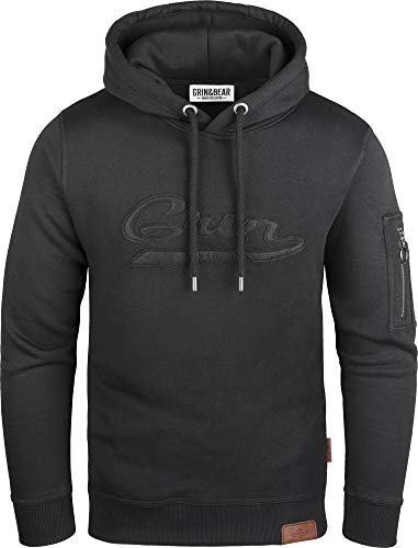 Grin&Bear GEC543 - Sudadera con capucha y bolsillo para hombre Negro M