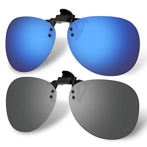 Hifot Clip Gafas de Sol polarizadas Lentes 2 Piezas, Flip up Gafas de Sol para Mujer Hombre, Suplementos de Sol para Gafas graduadas