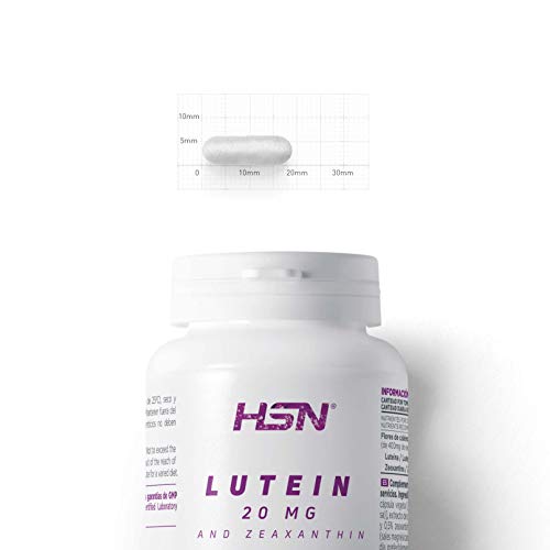 HSN Luteína 20mg Suministro para 2 Meses | con Zeaxantina | Extracto 25:1 de Flores de Tagetes Erecta | Antioxidante + Salud Ocular | Vegano, Sin Gluten, Sin Lactosa, 120 Cápsulas Vegetales