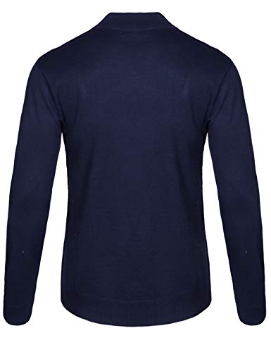 iClosam Jersey Hombre Cuello Cremallera Grueso Esencial Sudadera Sueter Pullover JerséIs Hombre Invierno(Azul Oscuro 1,L)