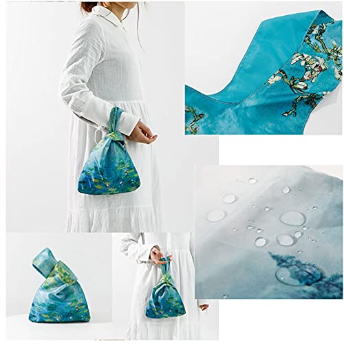 Impermeable Moda Arte Japonés Kimono Patrón Muñeca Bolso Tote Bolso Nudo Cartera Portátil Monedero para Mujeres (Water Lily)