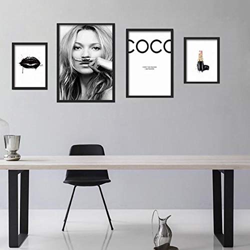 Jcnfa La Supermodelo Kate Moss Lápiz Labial Arte del Cartel, Arte Pared De La Lona, ​​para La Sala De Estar Decoración del Dormitorio, (sin Marco) (Color : 01, Size : 16 * 20 Inches)