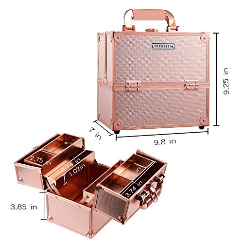 Joligrace Maletín Maquillaje Estuche de Maquillaje Maletín de Manicura Makeup Joyero Caja Maletines Maquillaje Vacío Cosméticos Organizador Beauty Case de Viaje Profesional (Dorado)