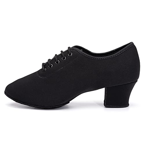 JUODVMP Zapatos de Baile Práctica Mujer Hombre Zapatos de Profesor de Baile Salón de Baile Salsa Jazz Zapatos de Entrenamiento de Baile Tacón bajo 5 cm Suela de Gamuza, 42 EU