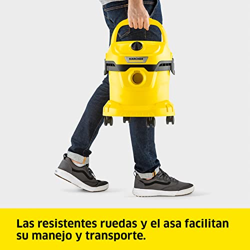 Kärcher Aspirador en Seco y Húmedo WD 2 Plus V-12/4/18/C, función de soplado, 1000W, depósito de plástico: 12l, Manguera aspirar: 1,8m, Filtro de Cartucho, Filtro de Fieltro, Boquilla Suelo y Ranuras