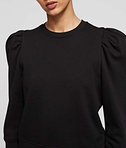 KARL LAGERFELD Puffy Sleeve Logo Sweatshirt Sudadera, Negro, L para Mujer