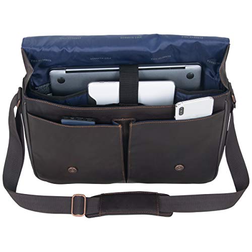 Kenneth Cole Reaction Come Bag Soon - Colombian Leather Laptop & iPad Messenger, Brown