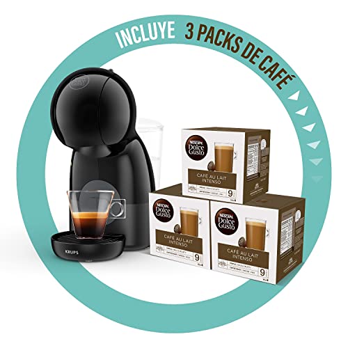 Krups Piccolo Xs Kp1A3B - Cafetera Cápsulas Nestlé Dolce Gusto + Nescafé Dolce Gusto Café Con Leche Intenso - Paquete De 3 Cajas De 16 Cápsulas