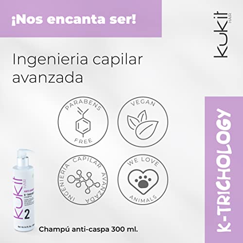 Kukit Hair - K-Trichology Anti-dandruff 2 | Champú Anticaspa para uso diario | Evita la aparición de la Caspa | 300 ml