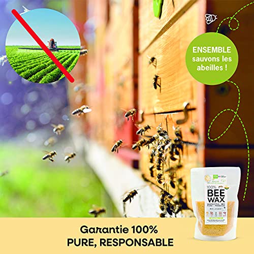 Labelnorme - Cera de Abejas Orgánica Pepitas Amarillas 1000g - Calidad Pura Y Natural Para Velas Jabones Depilación Cosméticos Cremas De Cuero Y Bálsamos Labiales - Fabricación Superior De Gránulos