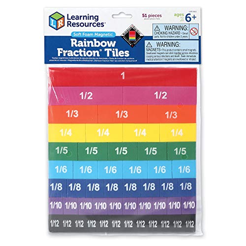 Learning Resources- Piezas fraccionarias magnéticas de Espuma Blanda Rainbow Fraction, Color (LER0611)