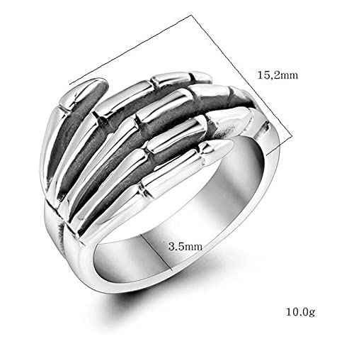 LINYIN Calavera Mano Titanio Acero Anillo Retro Casting Joyería Hombres y Mujeres Pareja Pareja Anillo Anillo Beauty Wai 13