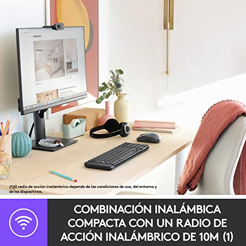 Logitech MK220 Combo con Teclado y Ratón Inalámbrico compacto para Windows, Inalámbrico a 2,4 GHz con Receptor USB Unifying, Batería para 24 meses, PC, Portátil, Disposición QWERTY Portugués - Negro