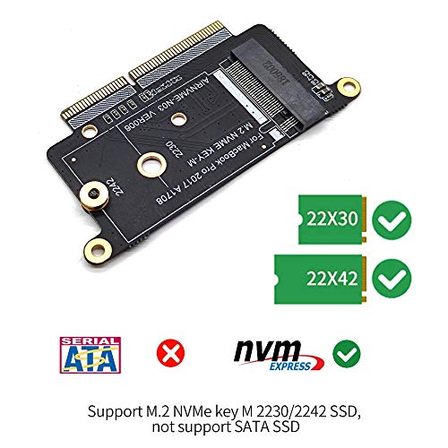 M.2 NVME - Adaptador de conversión SSD para SSD MacBook Pro 2016-2017 A1708 conector 22 + 34 puntos
