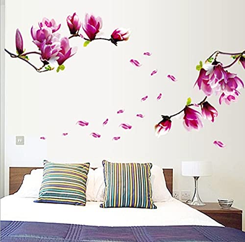 Magnolia Flowers Wall Sticker 70x50cm Trendy Creative Hall Wallpaper DIY Pasta floral para Bedr