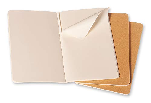 Moleskine - Cahier Journal Cuaderno de Notas, Set de 3 Cuadernos con Páginas , Tapa de Cartón y Cosido de Algodón Visible, Color Marròn Kraft