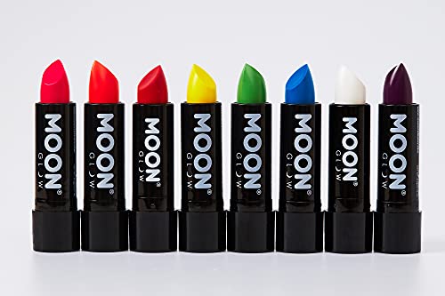 Moon Glow - Barra de labios neón UV 4.5g Intenso Set de 8 colores  - produce un brillo increíble bajo la iluminación/retroiluminación UV!