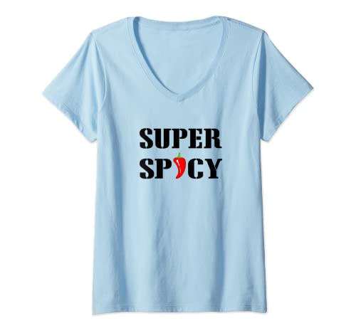 Mujer Divertido Super Picante Camiseta Regalo Comida Picante Chicas Picantes Camiseta Cuello V