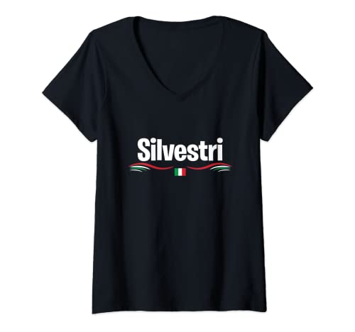 Mujer Italia Bandera Nombre de nacimiento italiano Silvestri Camiseta Cuello V