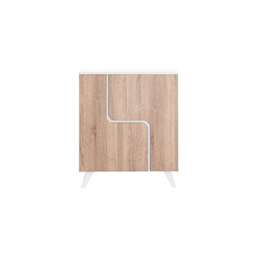 MyosHome - Mueble Aparador Comoda en Roble y Blanco 80 x 94 x 34 cm Venus