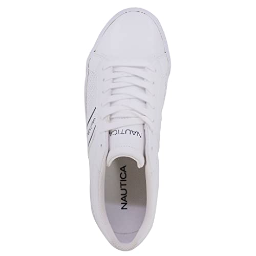 Nautica Men's Trimble Casual Lace-Up Shoe,Classic Low Top Loafer, Fashion Sneaker-White-9.5